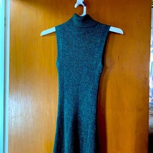 Turtleneck sweater dress and a matching cardigan.